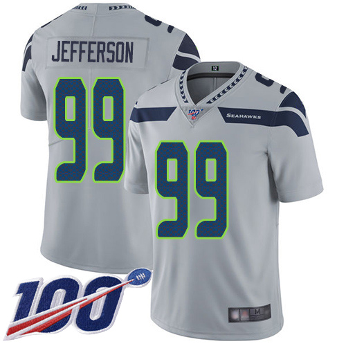 Seattle Seahawks Limited Grey Men Quinton Jefferson Alternate Jersey NFL Football 99 100th Season Vapor Untouchable